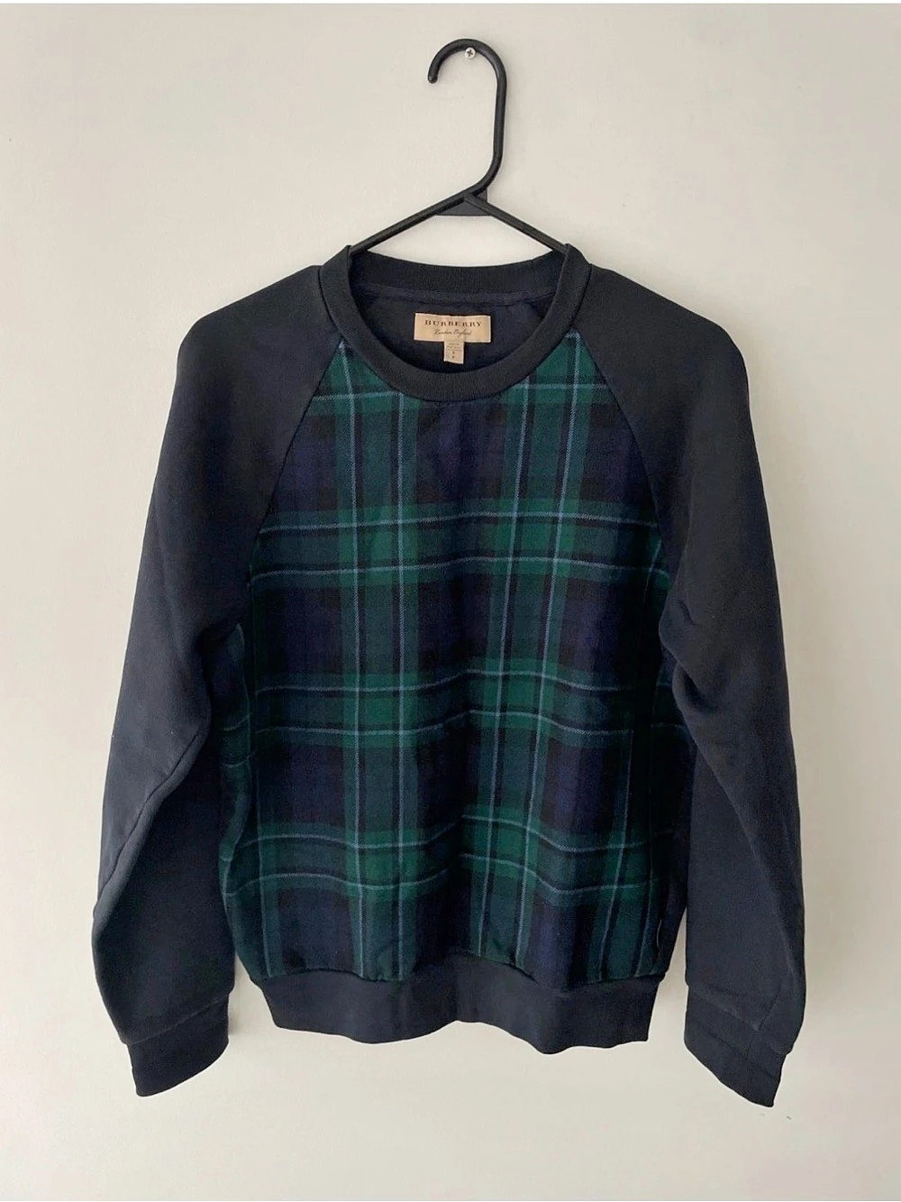 Burberry Plaid Raglan Sweatshirt Size Small